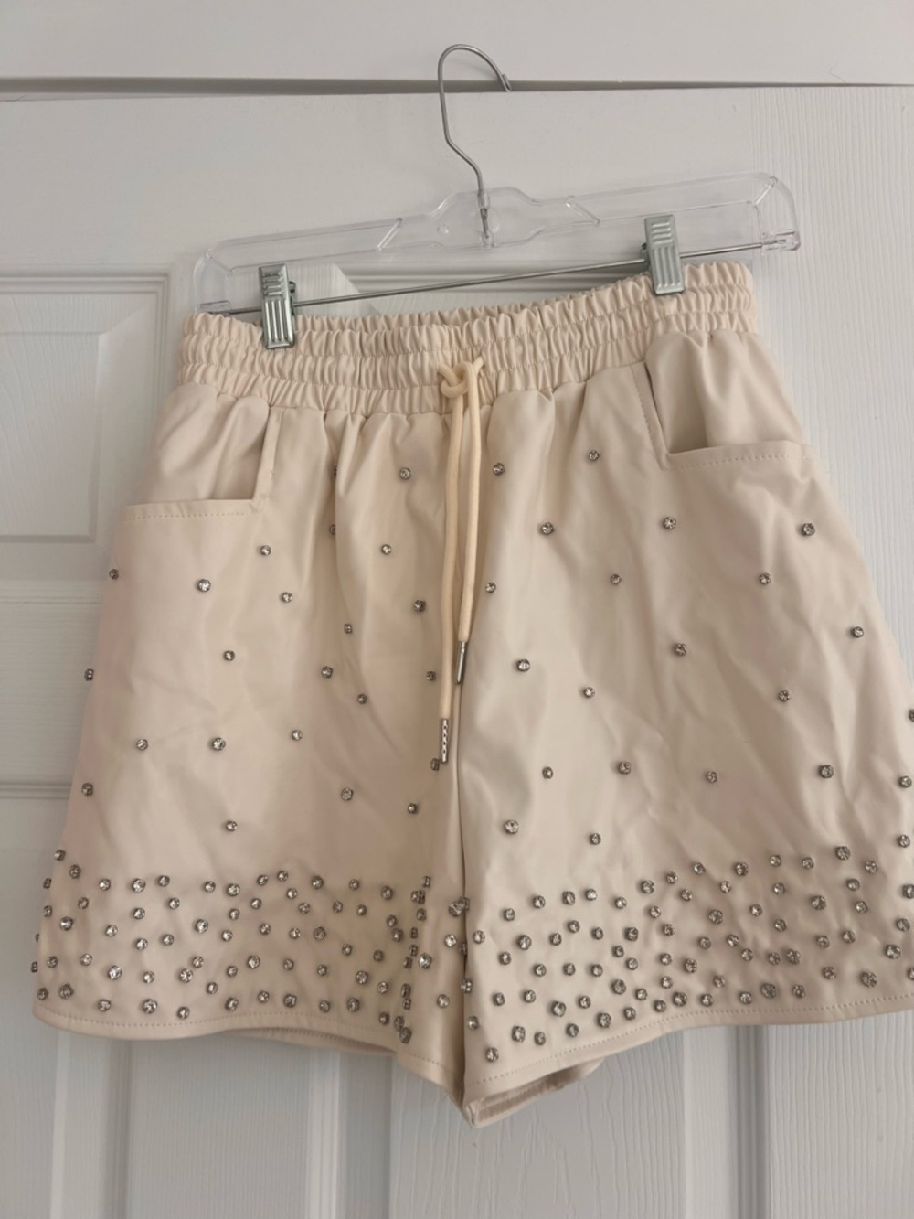 MOVE OUT SALE Studded Cream Women's 
High Waisted  Shorts